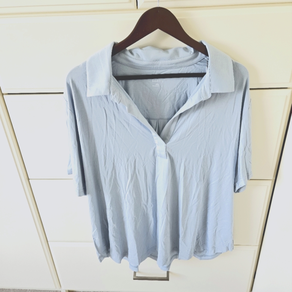 Cozy Earth Bamboo Short Sleeve Polo, Powder Blue, XXL